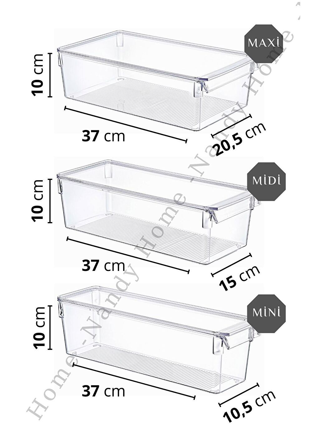 Nandy Home Şeffaf KAPAKLI 9'lu Set Tall Clear Buzdolabı & Dolap Içi Düzenleyici Organizer - 3