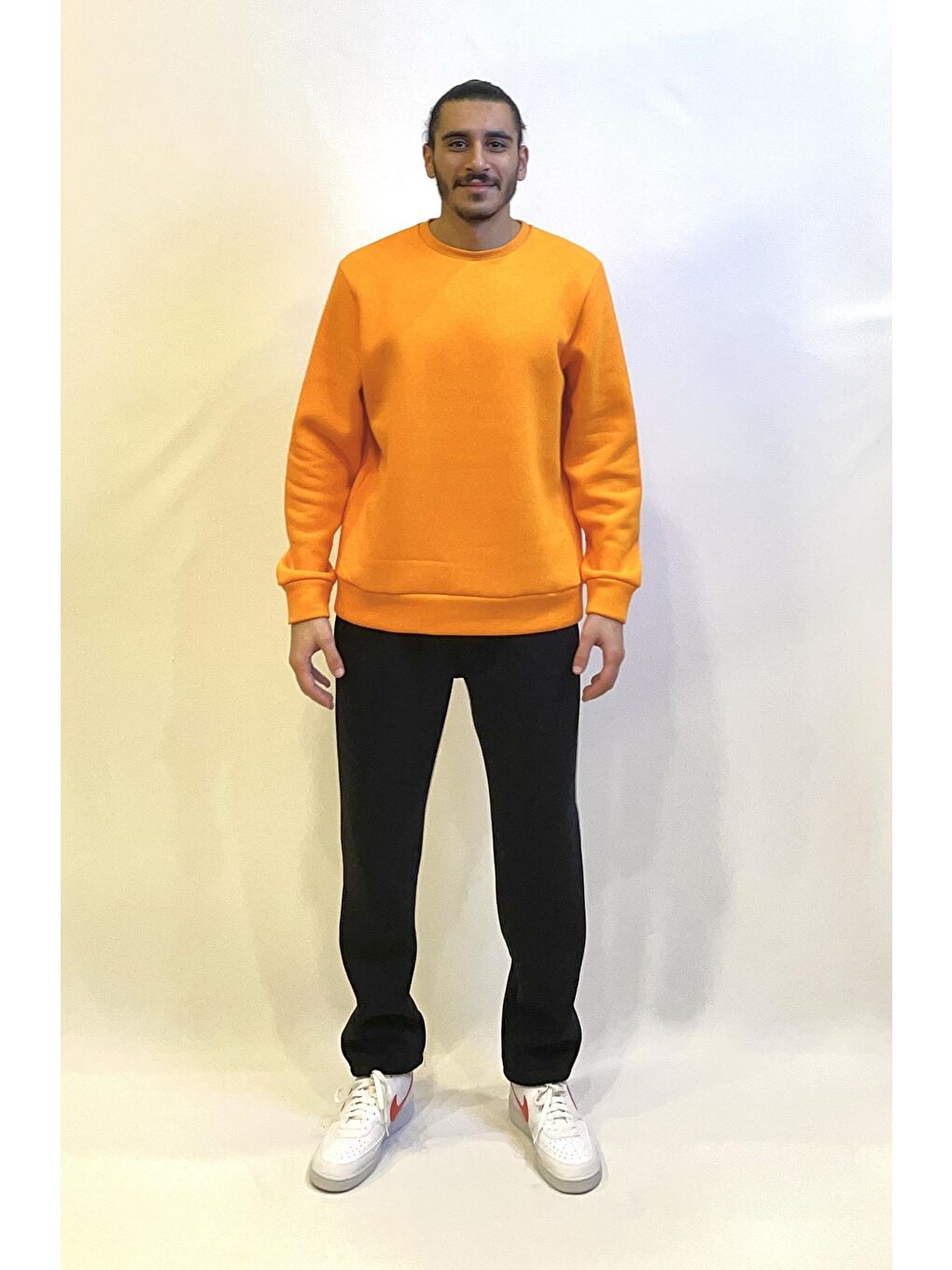 Süperlife Turuncu Erkek Bisiklet Yaka Rahat Kalıp 3 iplik İçi Polarlı Kalın Sweatshirt SPR24SW36