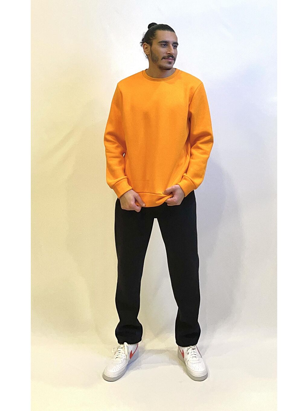 Süperlife Turuncu Erkek Bisiklet Yaka Rahat Kalıp 3 iplik İçi Polarlı Kalın Sweatshirt SPR24SW36 - 1