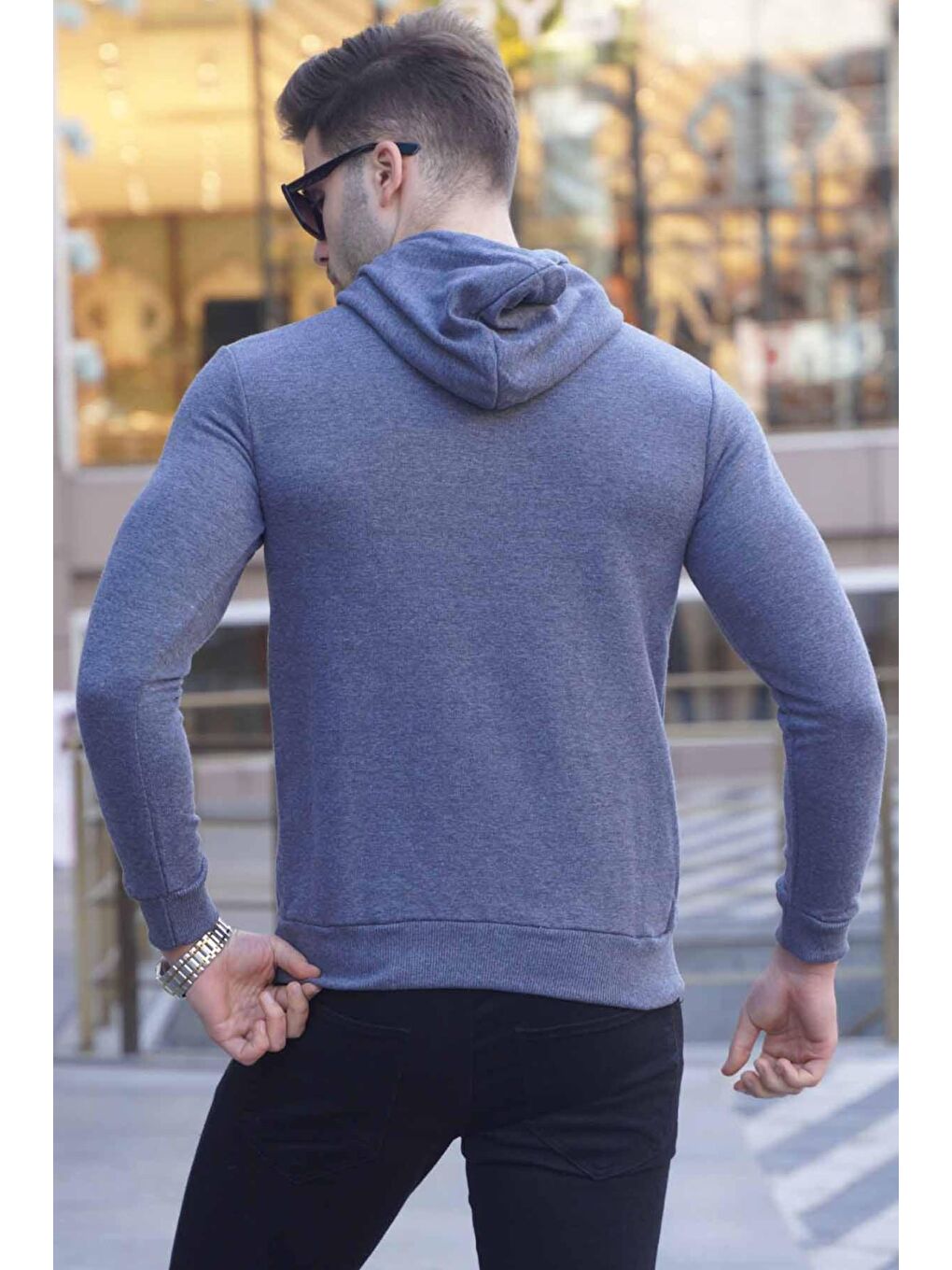 Madmext Füme kapüşonlu Baskılı Sweatshirt Füme 2778 - 1