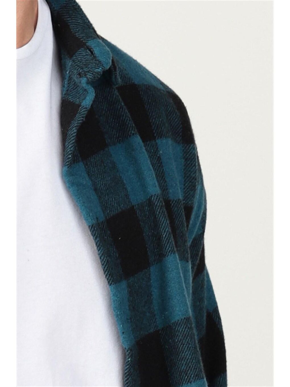 Slim Fit Kışlık Oduncu Kareli Erkek Turkuaz Gömlek-2