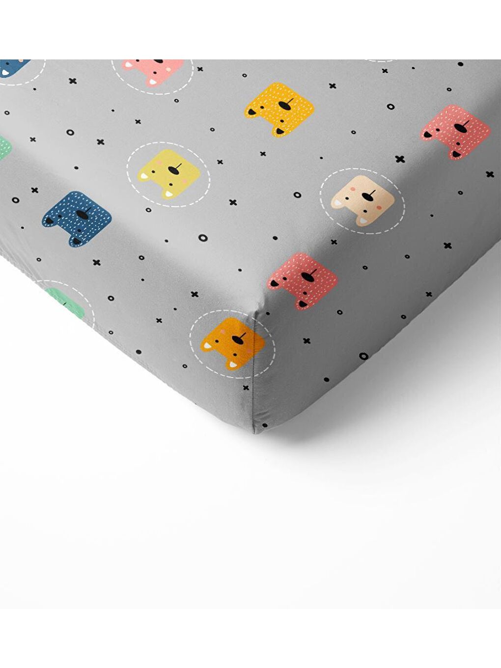 Karışık Köpek Desen Baskılı Bebek Boy Lastikli Çarşaf Seti 60x120 cm-1