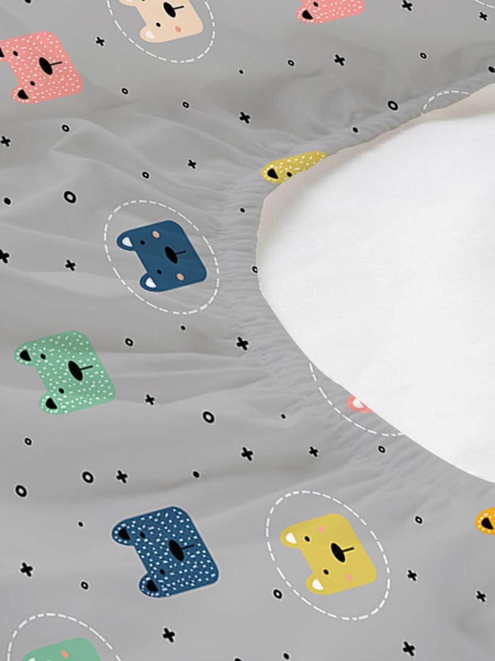 Karışık Köpek Desen Baskılı Bebek Boy Lastikli Çarşaf Seti 60x120 cm-2