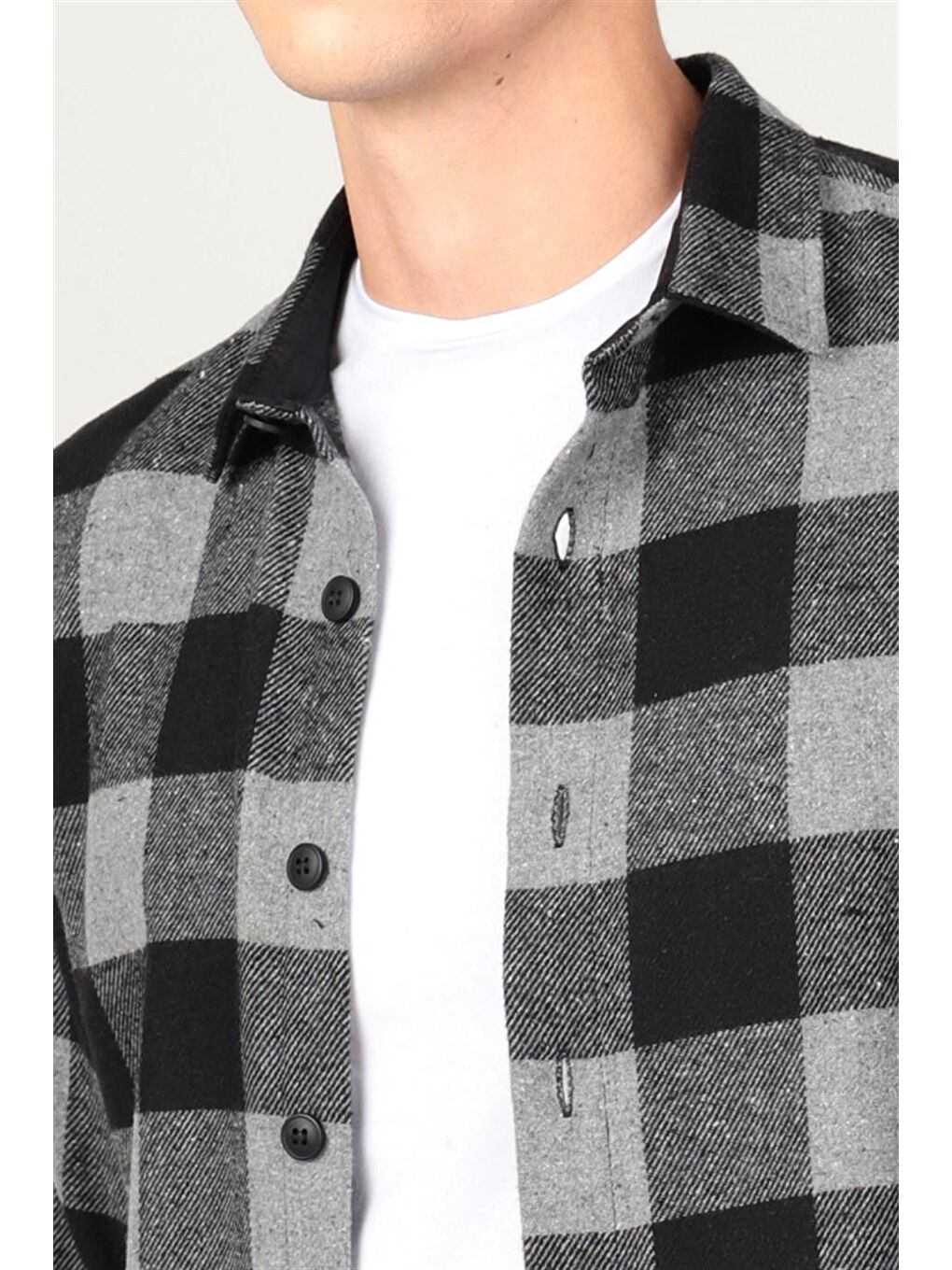 Bej Slim Fit Kışlık Kareli Oduncu Erkek Renkli Gömlek-2