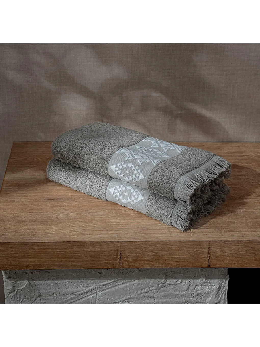 Green Black Hereke 2'li El Yüz Havlusu Seti %100 Pamuk Jakarlı Bej 50x80 Cm - 2