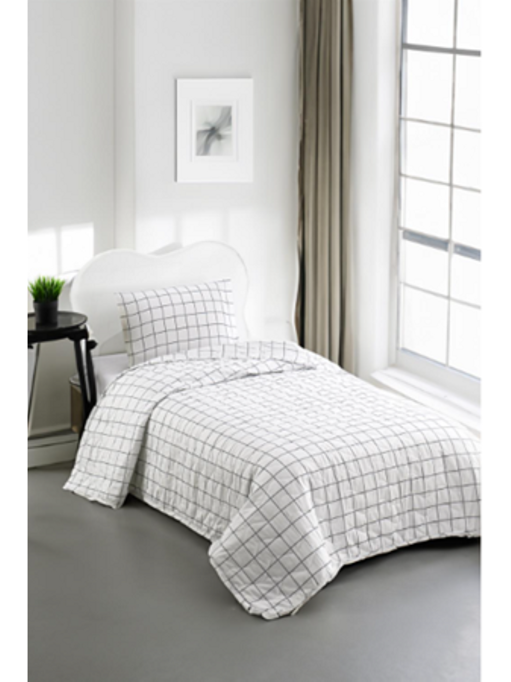 Tek Kişilik Kapitone Yatak Örtüsü Seti Gri Yumuşak, Dayanıklı ve Tasarım-3