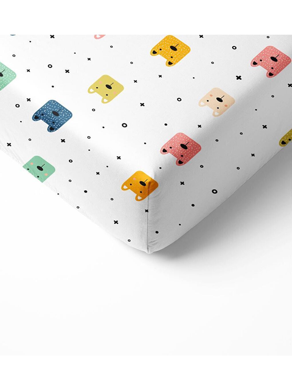 Karışık Köpek Desen Baskılı Bebek Boy Lastikli Çarşaf Seti 60x120 cm-1