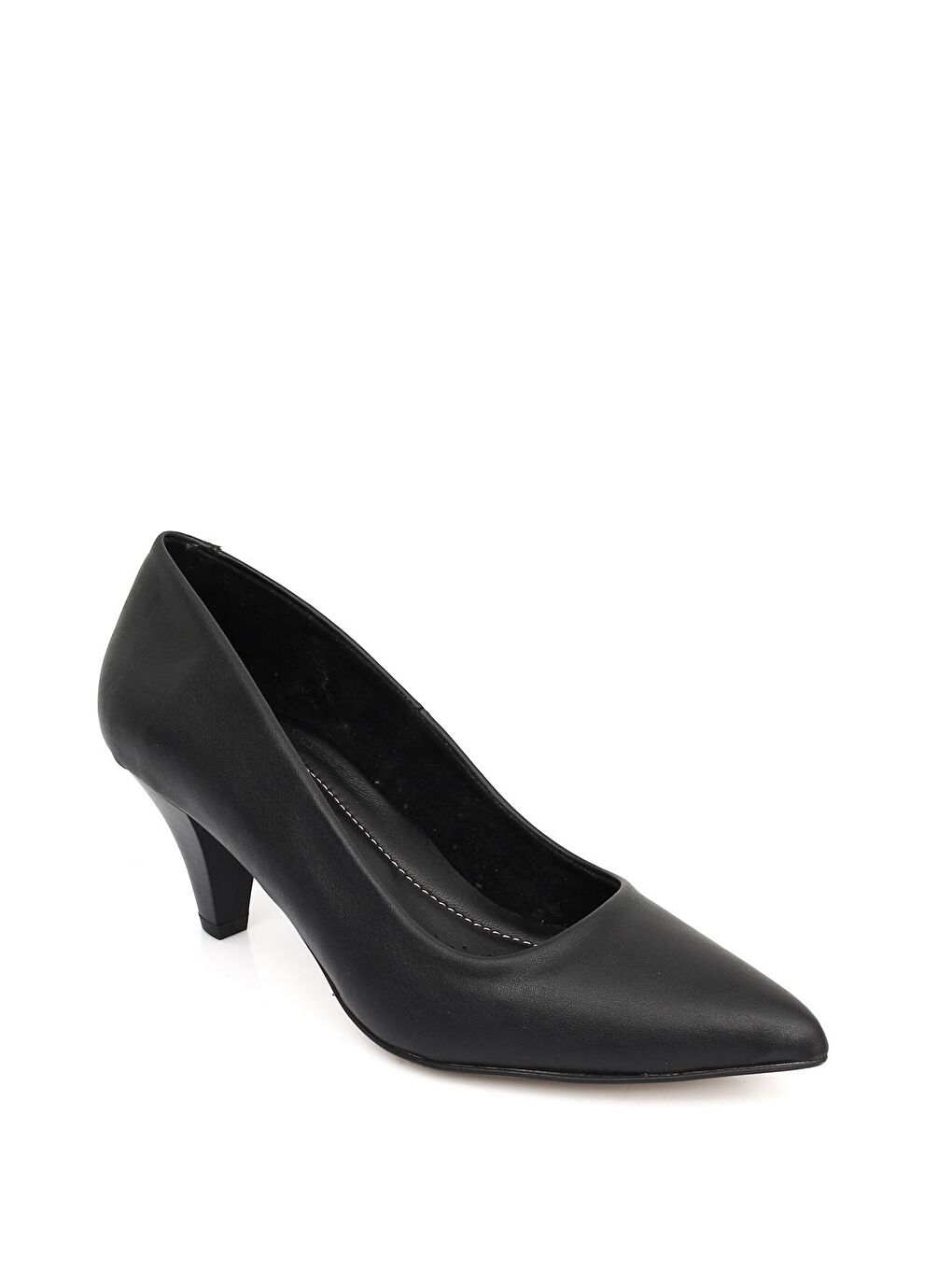 Siyah Sivri Burun İnce Kısa Topuklu Kadın Ayakkabı 04005-4