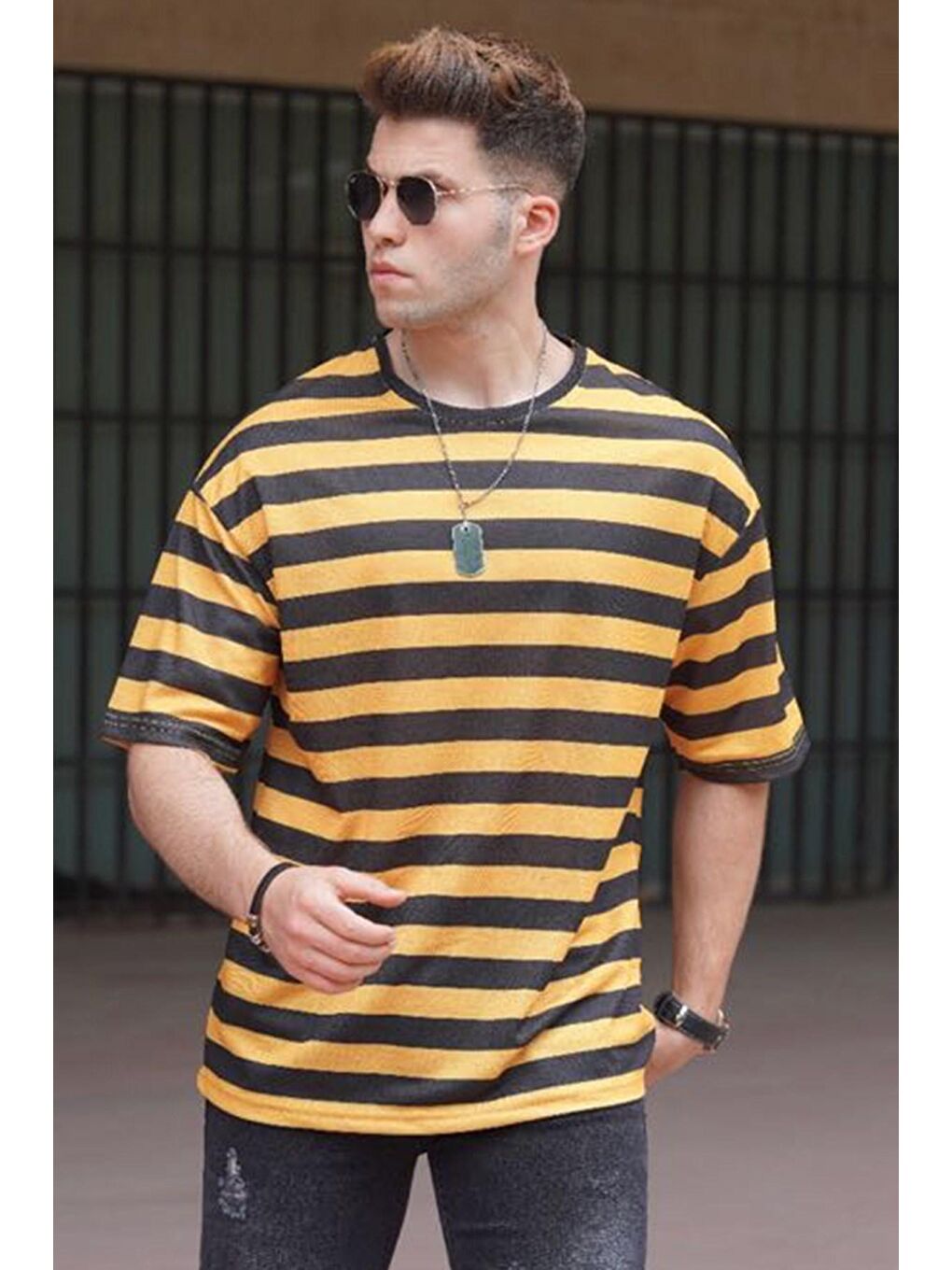 Sarı Oversize Erkek Tişört 4995