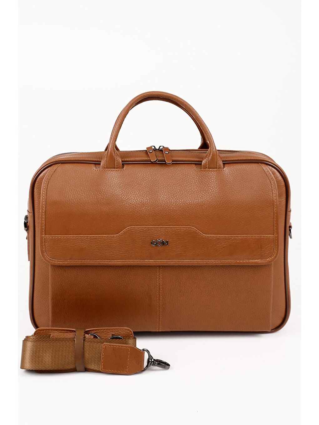 Kahverengi TABA-KAHVERENGİ  Hakiki Deri Unisex Büyük Boy Evrak Çantası B0623