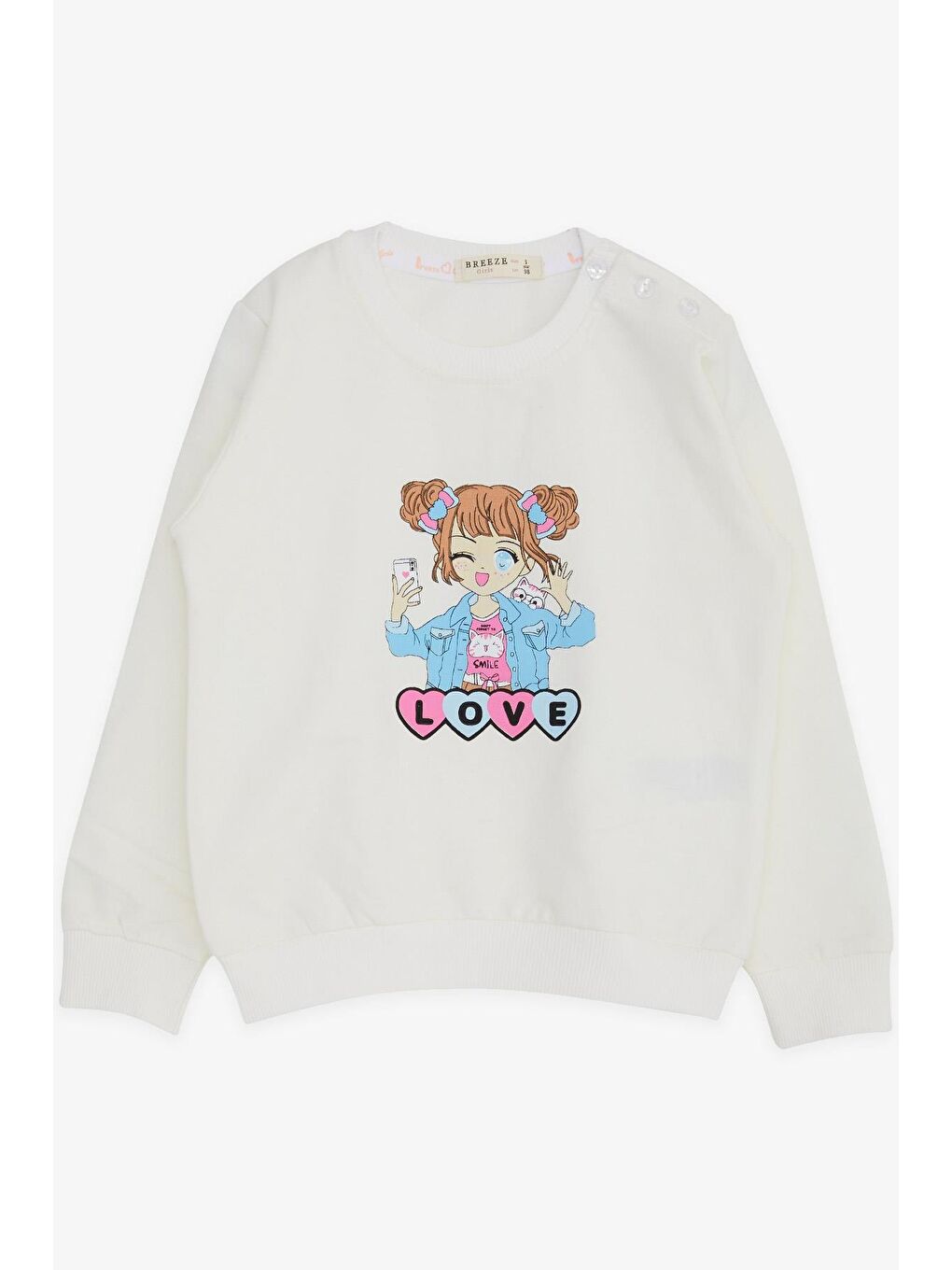 Breeze Kız Çocuk Sweatshirt Kız Baskılı Ekru (1.5-5 Yaş)