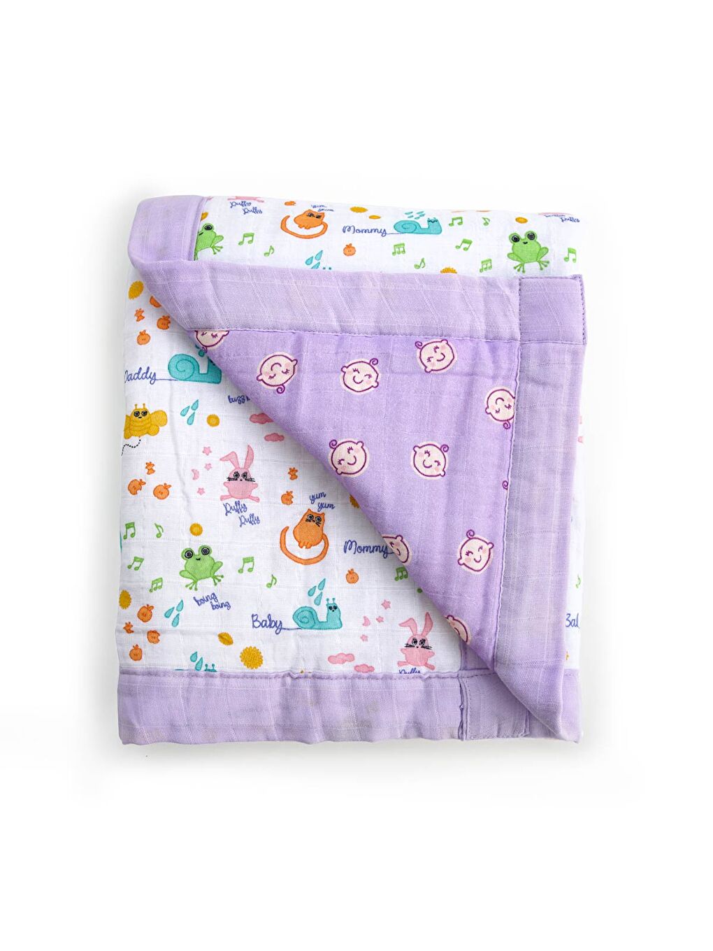 Lila Müslin Battaniye Elyaf Dolgulu Friends