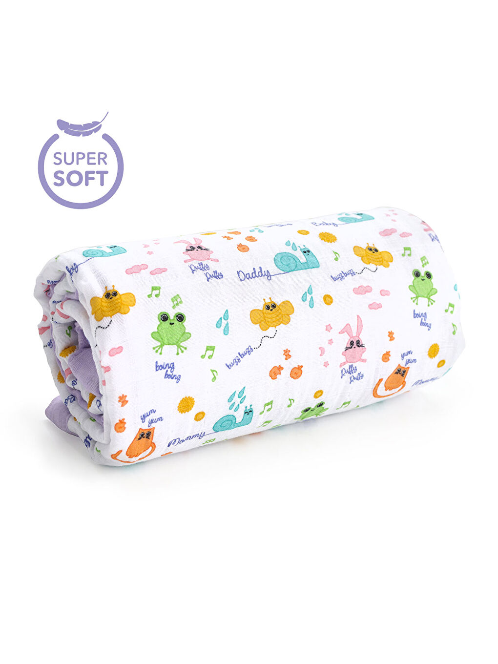 Lila Müslin Battaniye Elyaf Dolgulu Friends-1