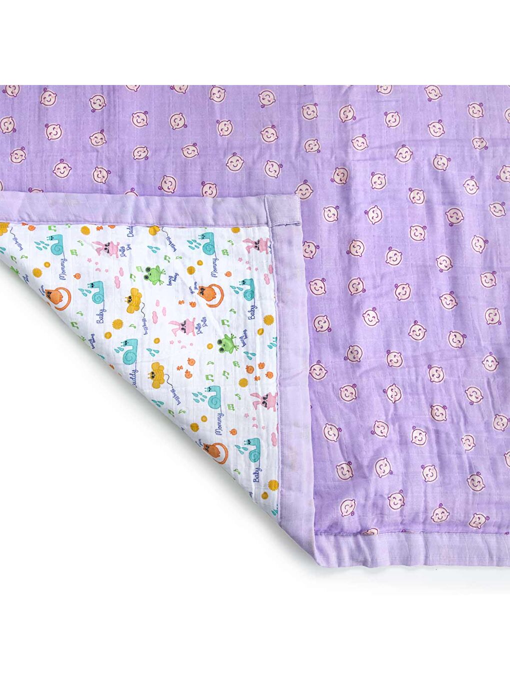 Lila Müslin Battaniye Elyaf Dolgulu Friends-2