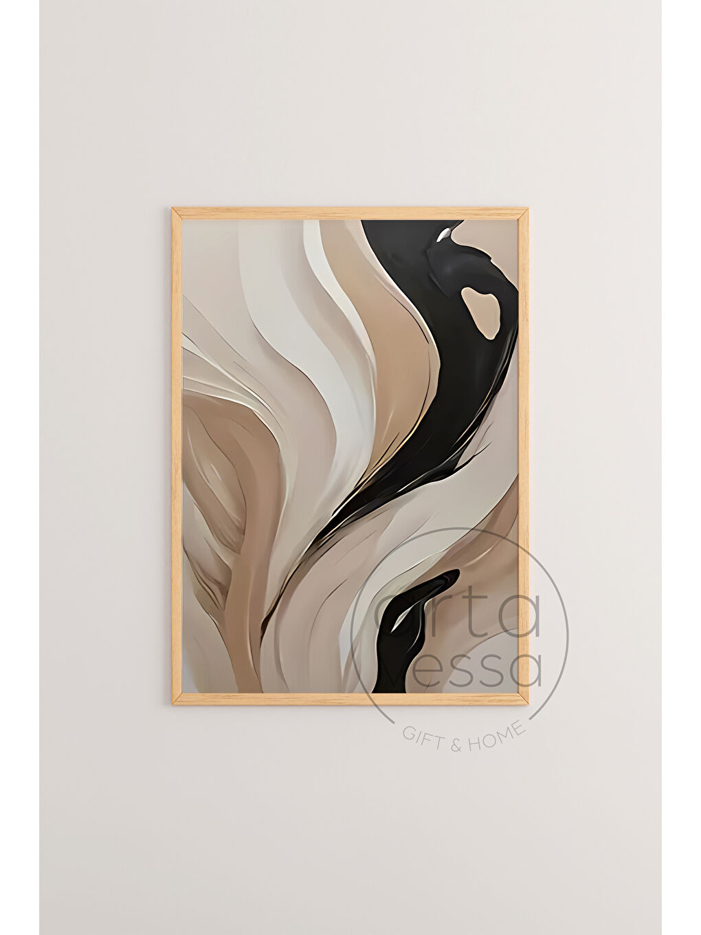 Beyaz 3 Parça Ham Renk Gerçek Ahşap Çerçeveli Tablo Seti - Model 3 - 20 x 30-3