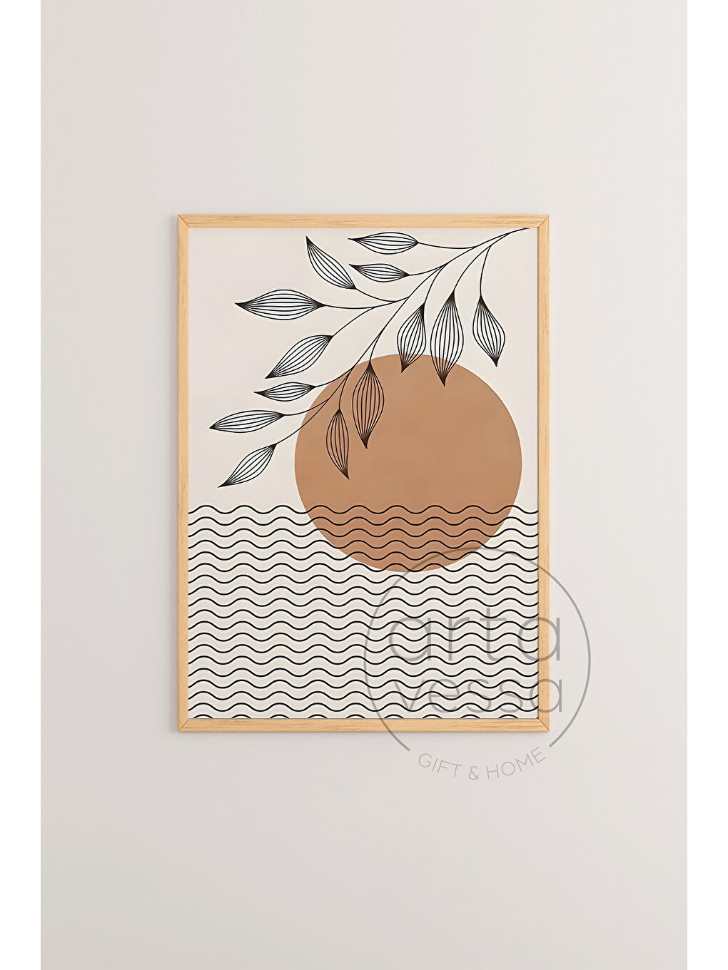 Beyaz 3 Parça Ham Renk Gerçek Ahşap Çerçeveli Tablo Seti - Model 4 - 20 x 30-1