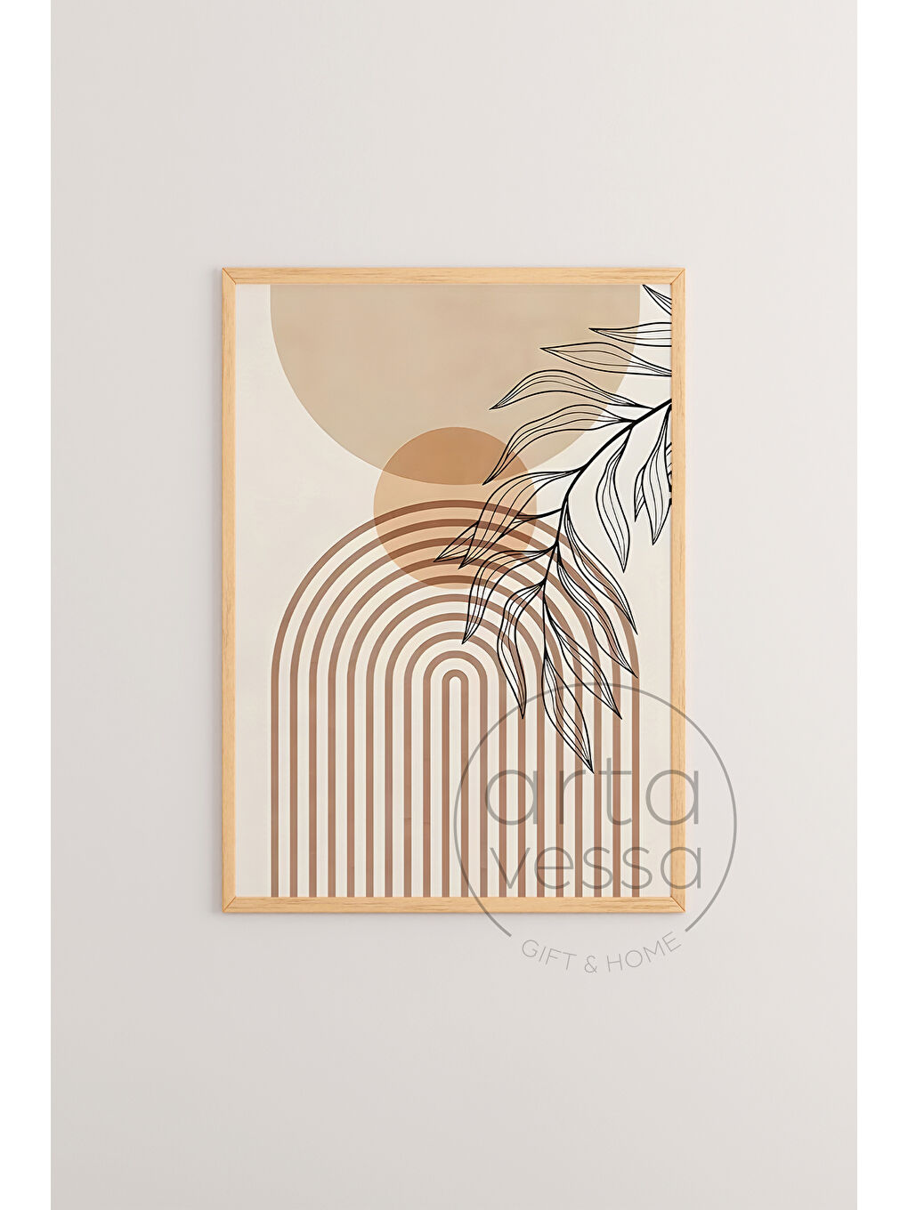 Beyaz 3 Parça Ham Renk Gerçek Ahşap Çerçeveli Tablo Seti - Model 4 - 20 x 30-2