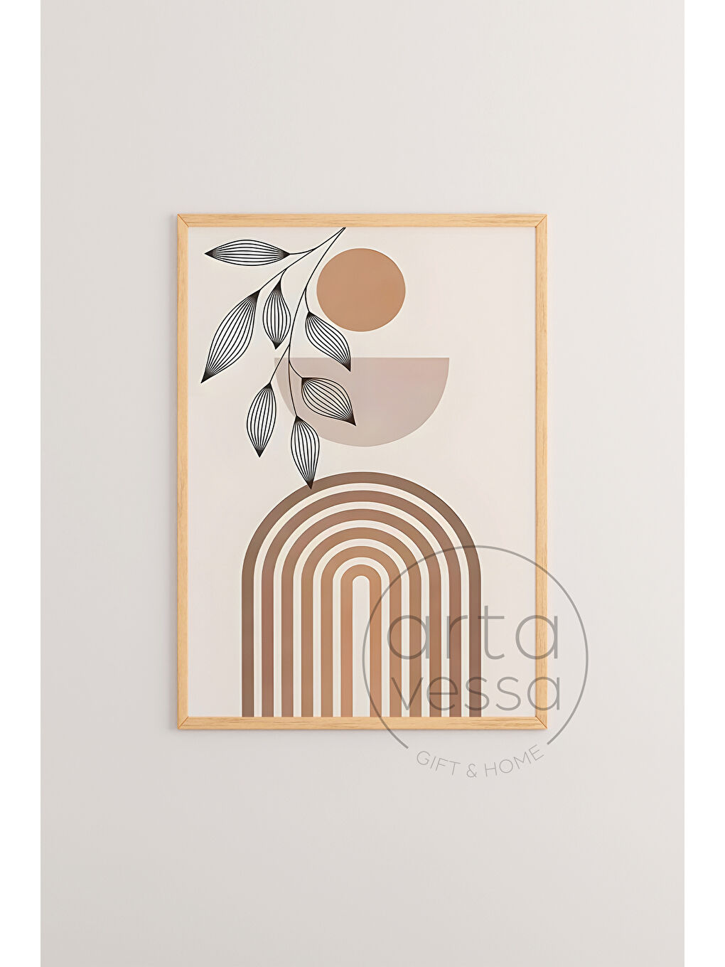 Beyaz 3 Parça Ham Renk Gerçek Ahşap Çerçeveli Tablo Seti - Model 4 - 20 x 30-3