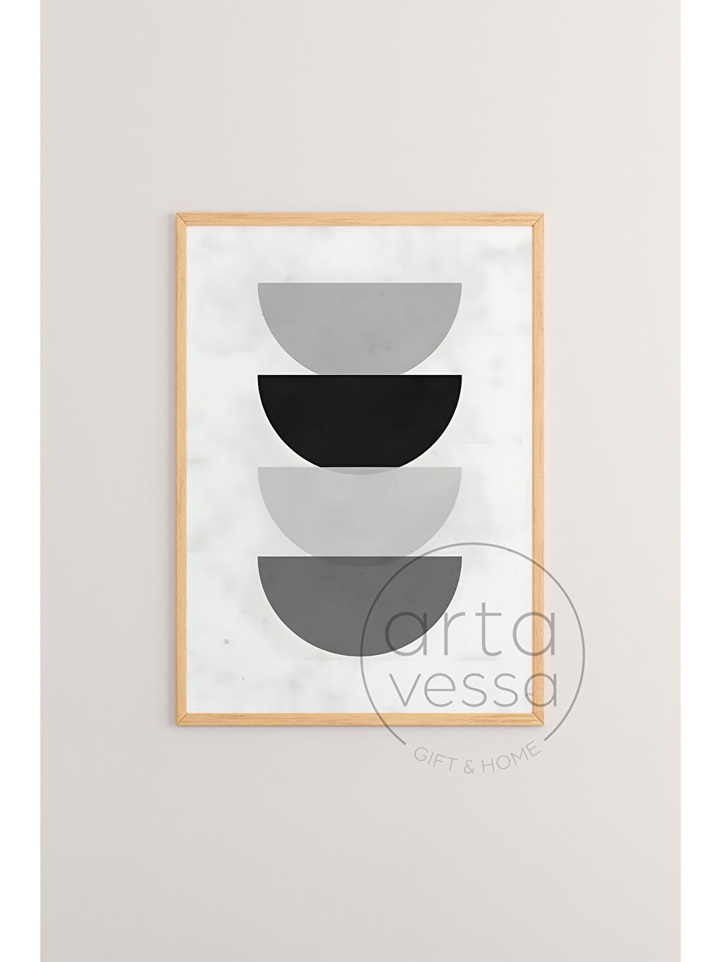 Beyaz 3 Parça Ham Renk Gerçek Ahşap Çerçeveli Tablo Seti - Model 6 - 20 x 30-3