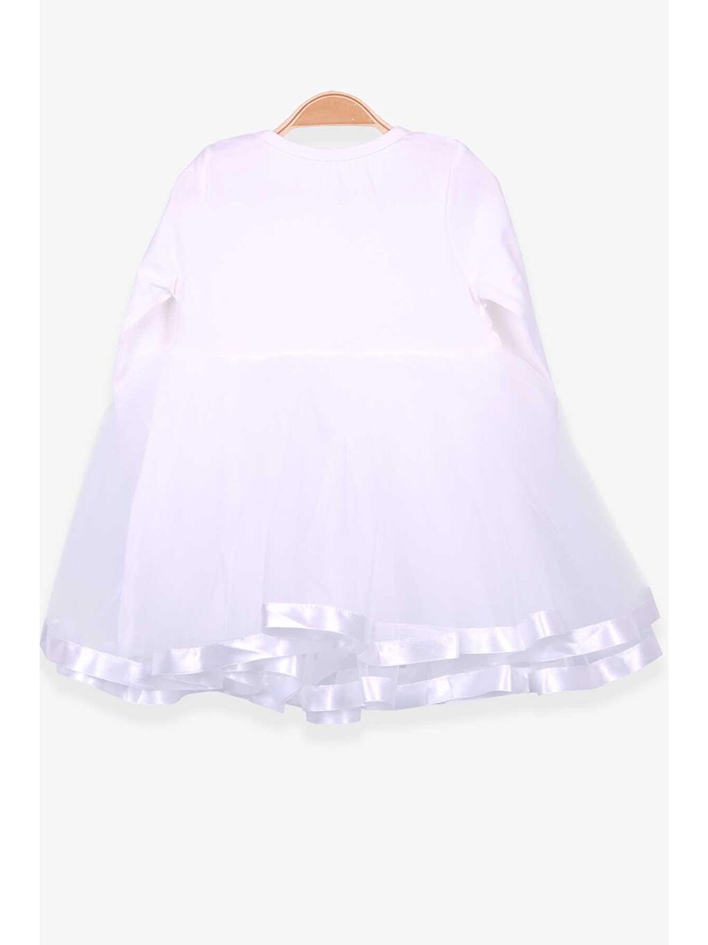 Kiz Çocuk Uzun Kollu Elbise Fiyonklu Ekru (1.5-4 Yaş)-1