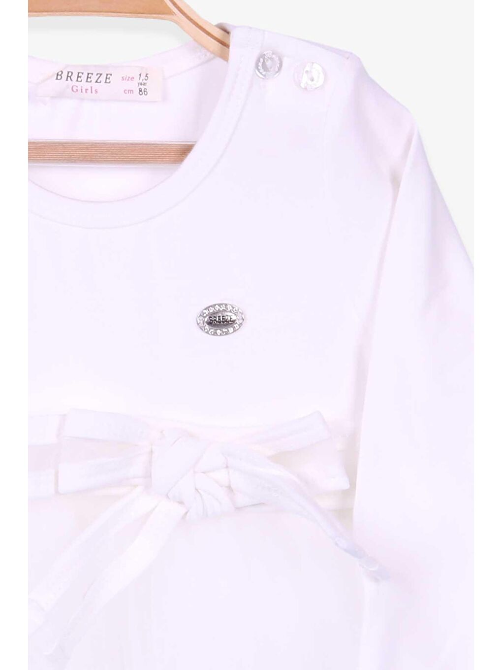 Kiz Çocuk Uzun Kollu Elbise Fiyonklu Ekru (1.5-4 Yaş)-2