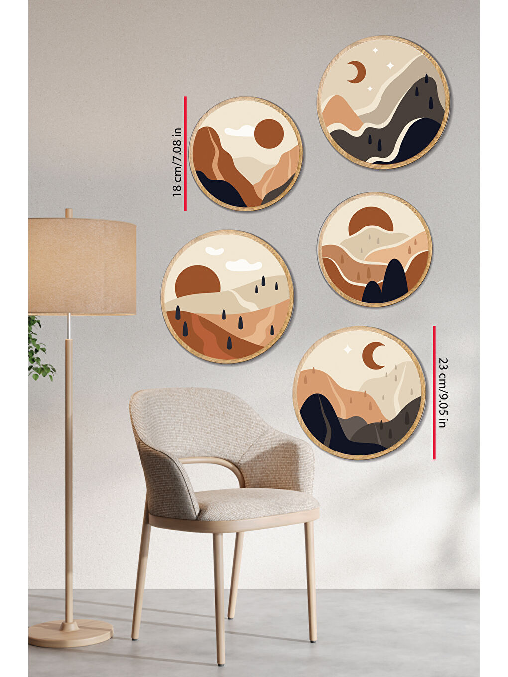 Beyaz Dekoratif Oval 5 Parça Çerçeve Görünümlü Mdf Tablo Seti - ARTOVLCLLCT5-1