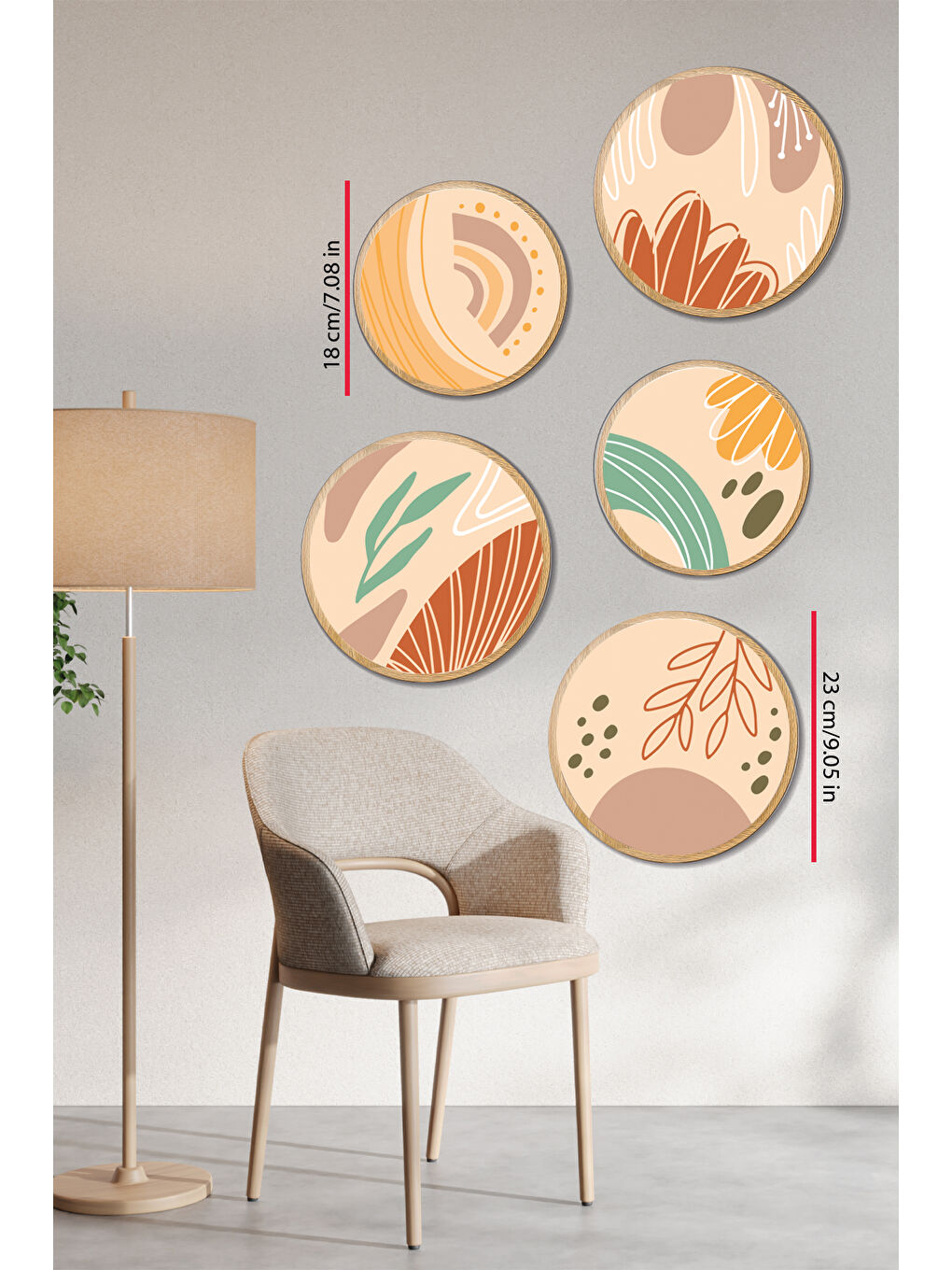 Beyaz Dekoratif Oval 5 Parça Çerçeve Görünümlü Mdf Tablo Seti - ARTOVLCLLCT6-1