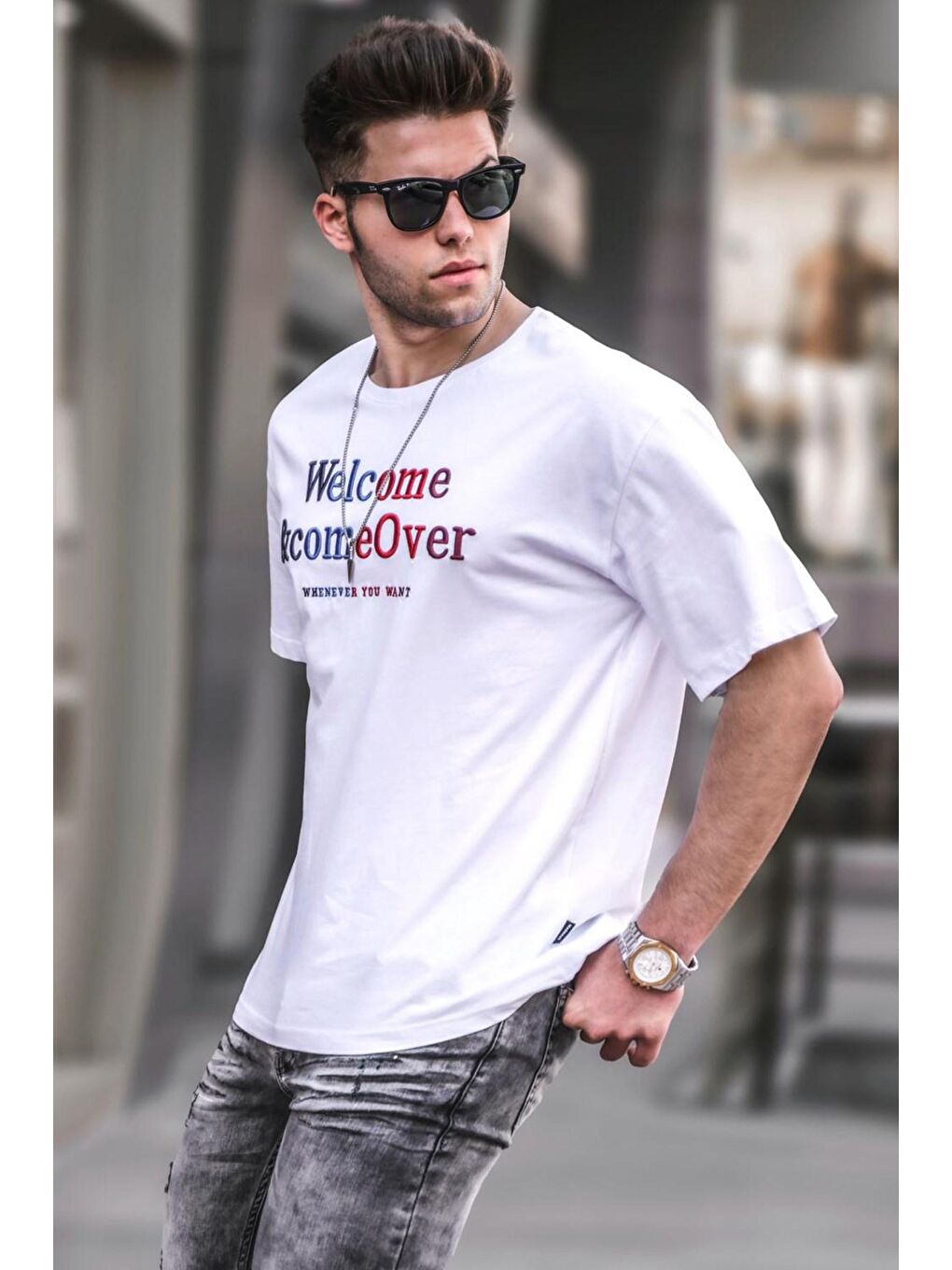 Beyaz Erkek %100 Pamuk Tişört 4960