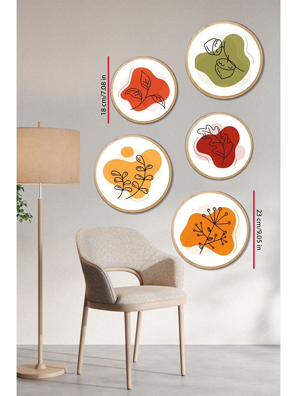 Beyaz Dekoratif Oval 5 Parça Çerçeve Görünümlü Mdf Tablo Seti - ARTOVLCLLCT7-1