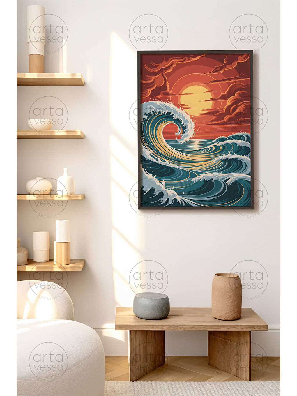 Beyaz Tek Parça Siyah Çerçeveli Tablo - ARTPLSTKSYH13 - ARTPLSTKSYH13-5070-1