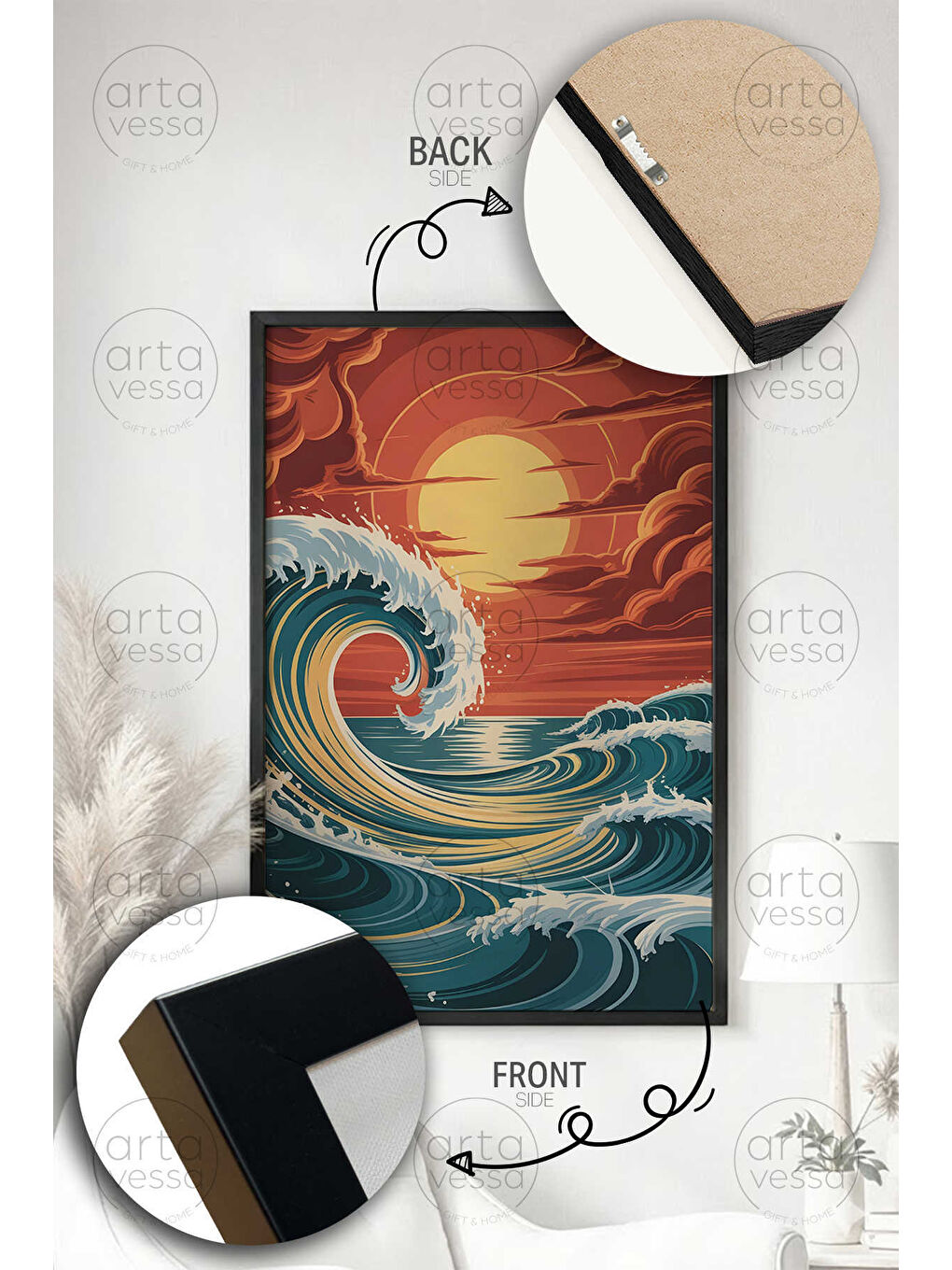 Beyaz Tek Parça Siyah Çerçeveli Tablo - ARTPLSTKSYH13 - ARTPLSTKSYH13-5070-2