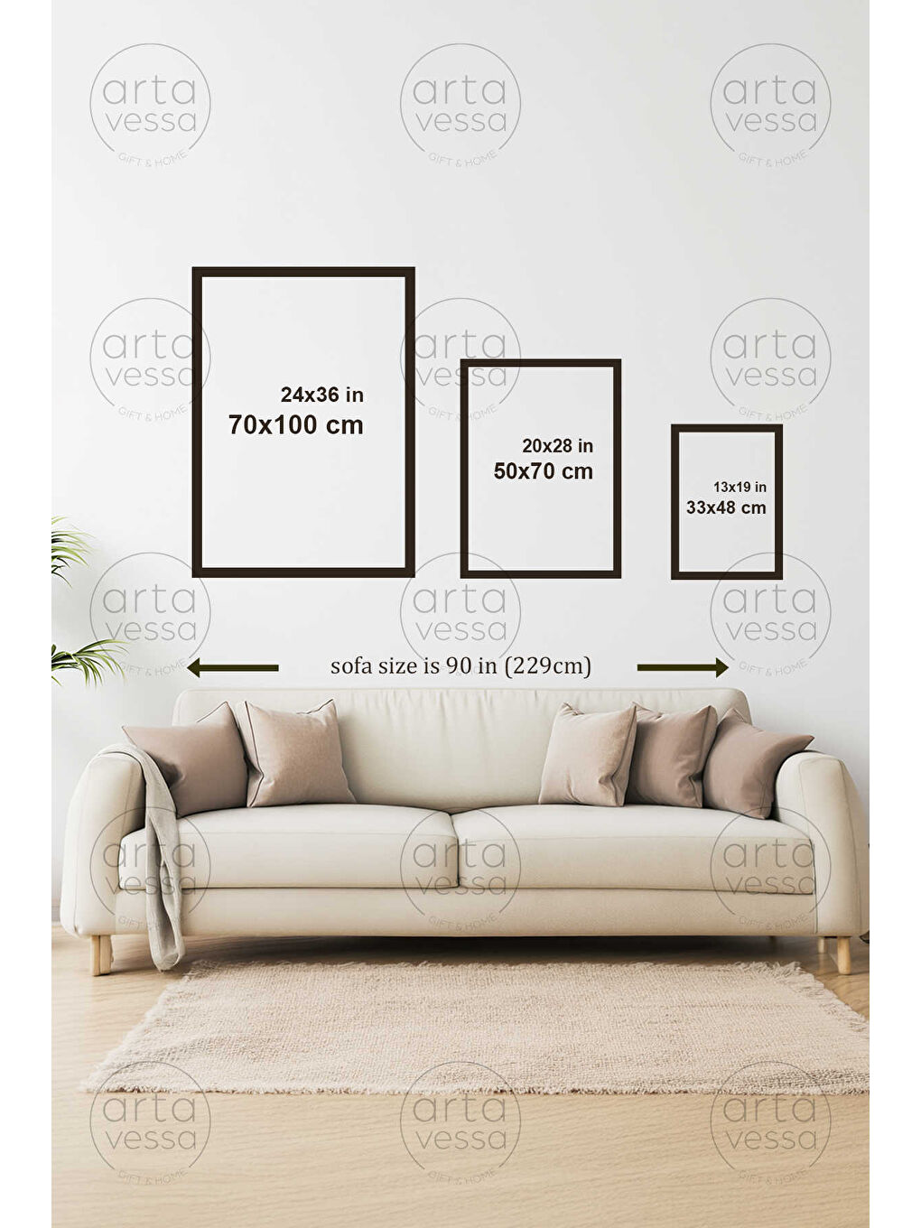 Beyaz Tek Parça Siyah Çerçeveli Tablo - ARTPLSTKSYH13 - ARTPLSTKSYH13-5070-3