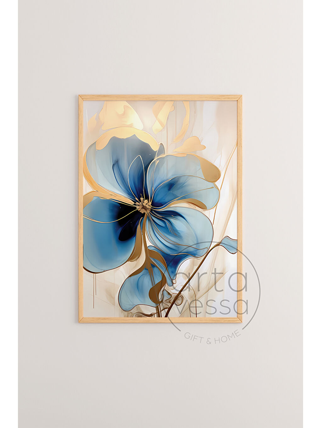 Beyaz 3 Parça Ham Renk Gerçek Ahşap Çerçeveli Tablo Seti - Model 1 - 33 x 48-1