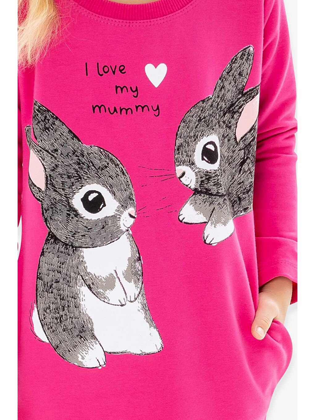 Kız Çocuk Tunik Tavşan Desenli Fuşya (1.5 Yaş)-2