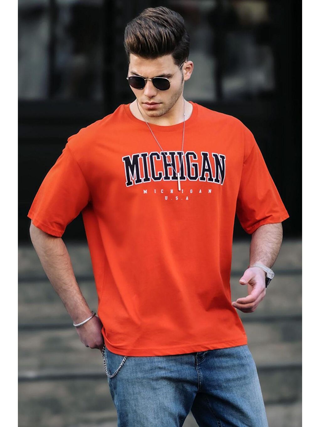 Turuncu Erkek %100 Pamuk Tişört 4957