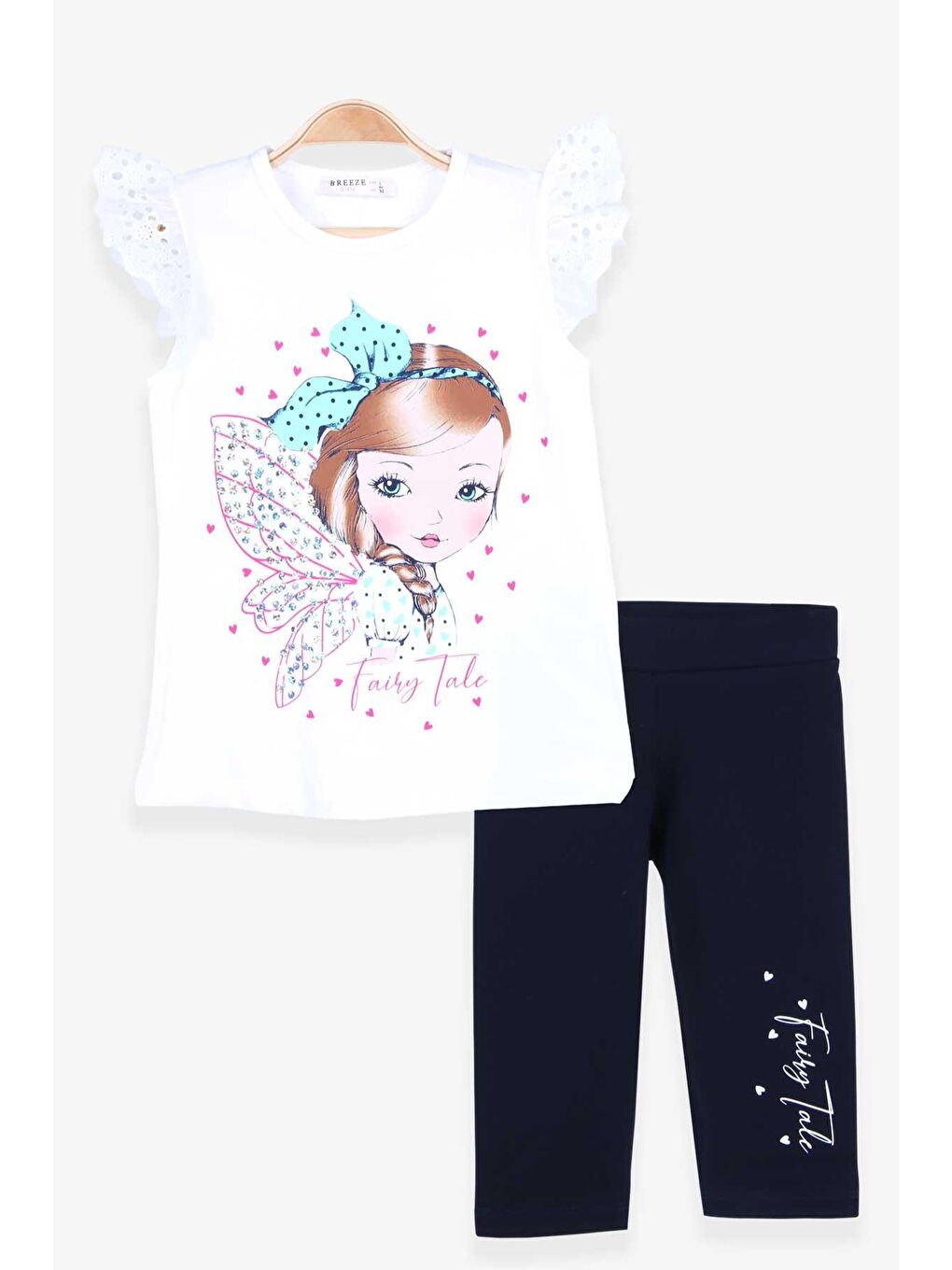 Kız Çocuk Kapri Taytlı Takım Kız Baskılı Ekru (2-6 Yaş)-2