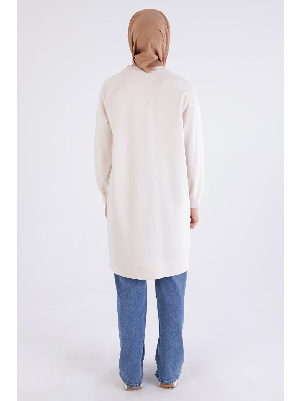 Ekru Mode Nakışlı Reglan Kol Tunik-3