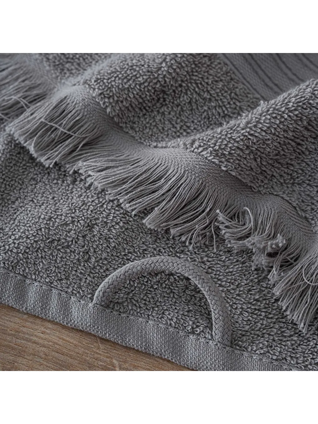 Aya 2'li El Yüz Havlusu Seti %100 Pamuk Jakarlı Gri 50x80 Cm-3