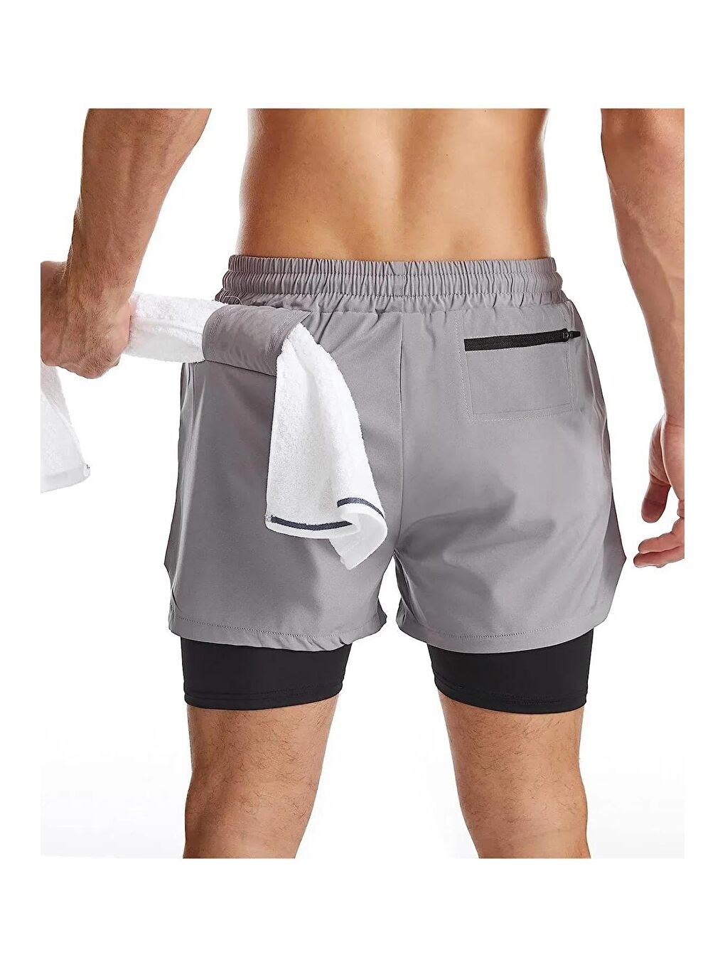 Gri Erkek Running Hızlı Kuruma Micropoly Antrenman Halısaha Fitness Kısa Taytlı Outdoor Şort-3