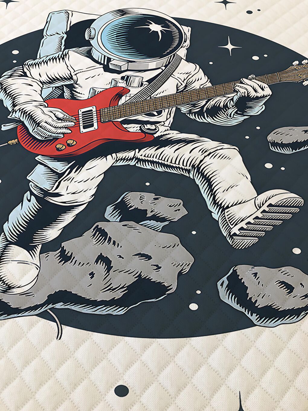 Karışık Gitar Desenli, Baskılı Tek Kişilik ve Çocuk Pike Takımı-1