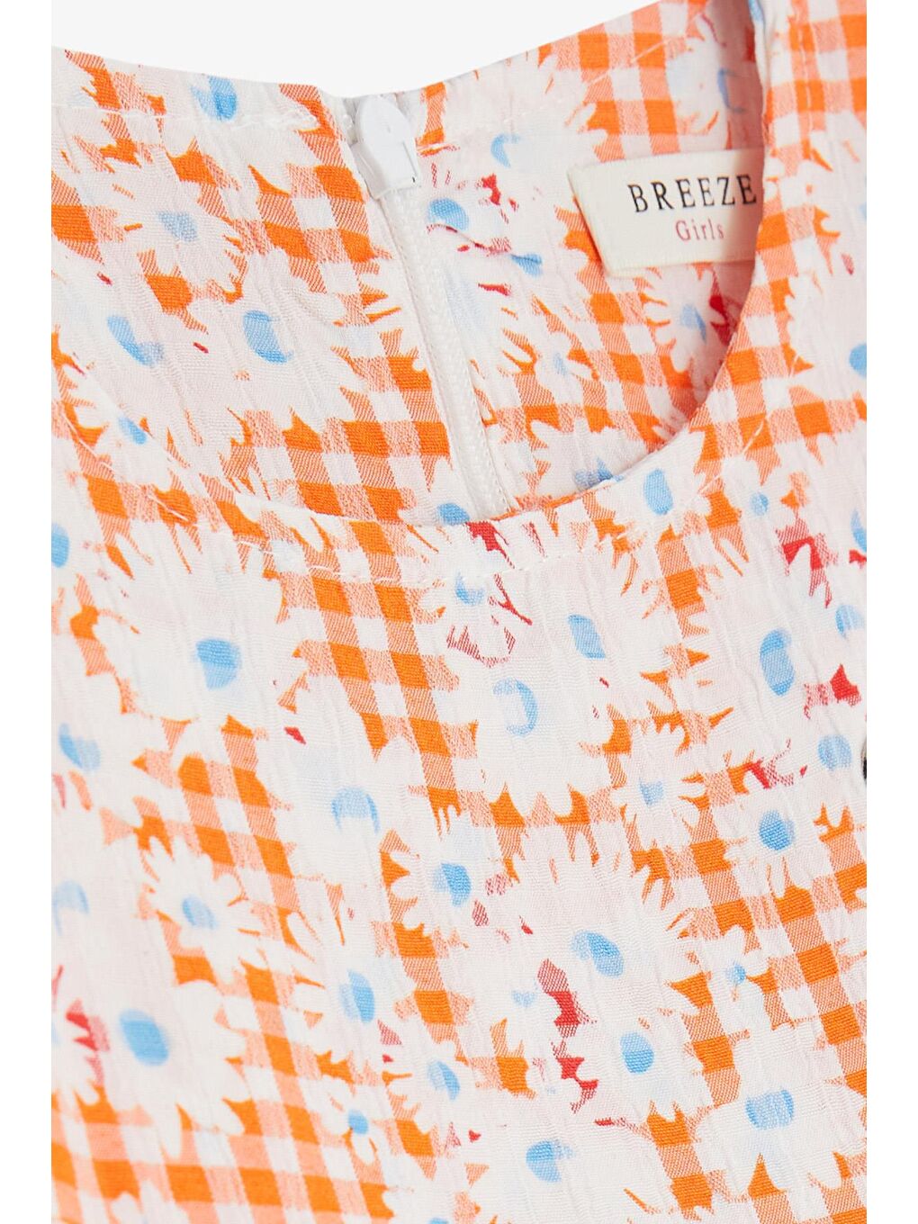 Kız Çocuk Elbise Çiçekli Kolları Fırfırlı Turuncu (1.5-5 Yaş)-2