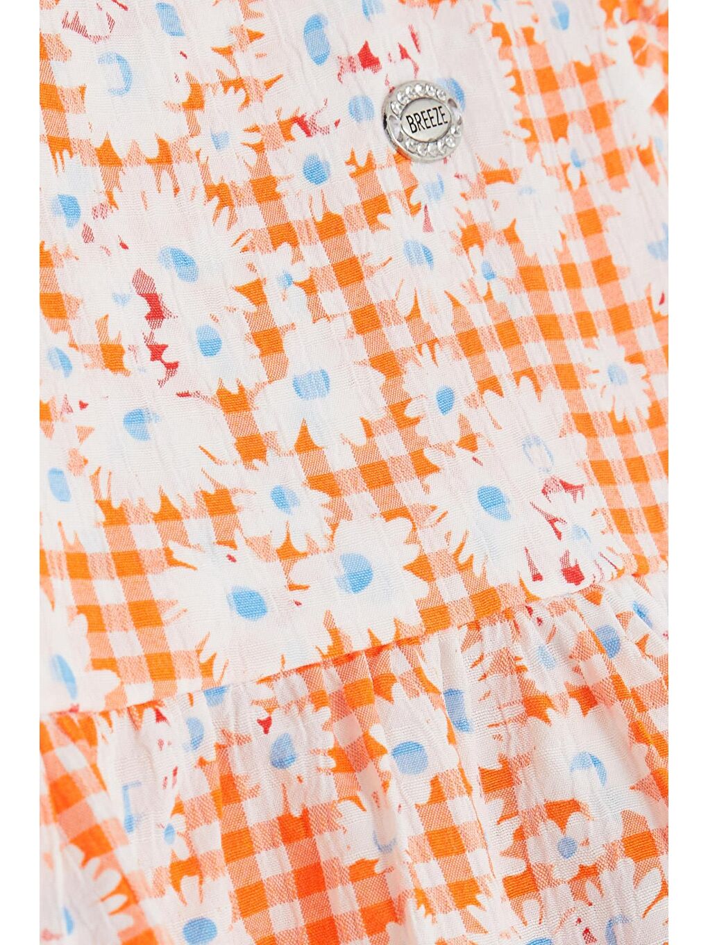 Kız Çocuk Elbise Çiçekli Kolları Fırfırlı Turuncu (1.5-5 Yaş)-3