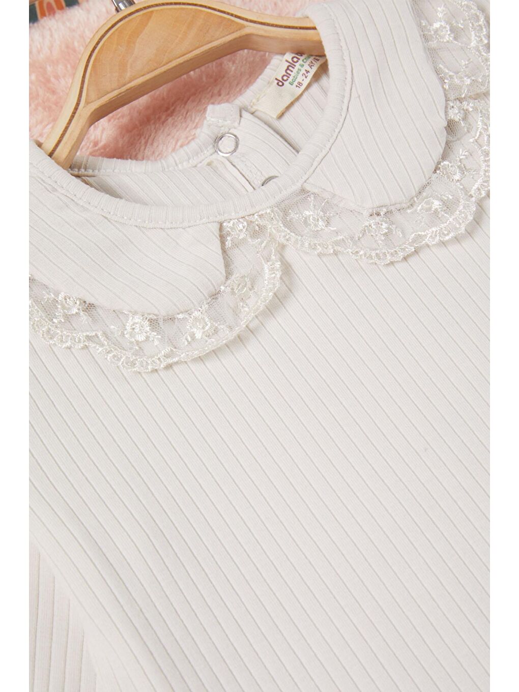 Gri Dantel Yakalı Fitilli Kız Bebek Takım 17153-1