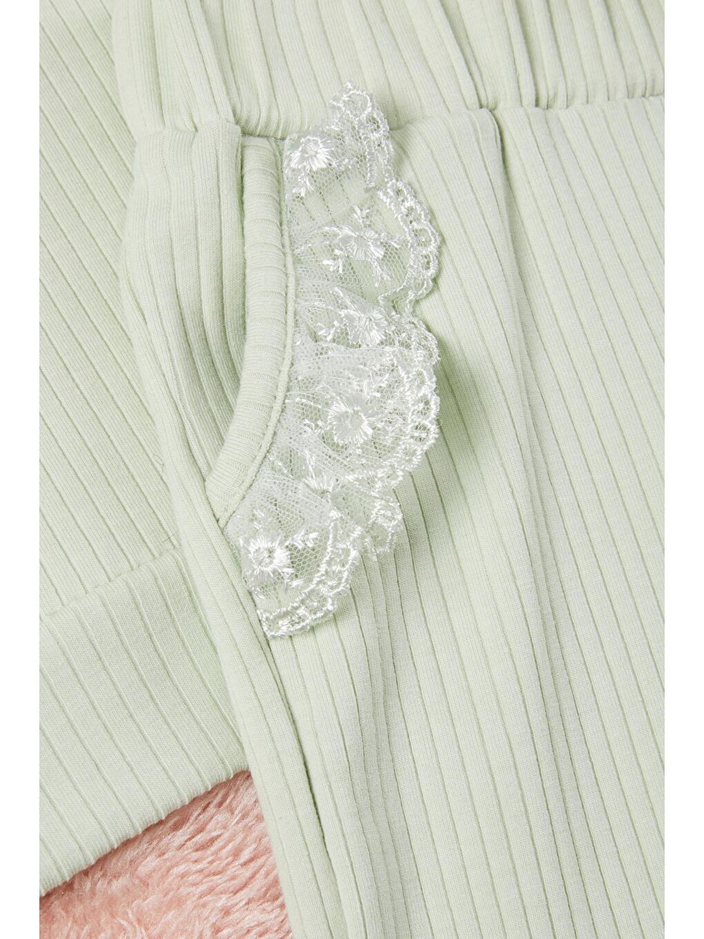 Yeşil Dantel Yakalı Fitilli Kız Bebek Takım 17151-2
