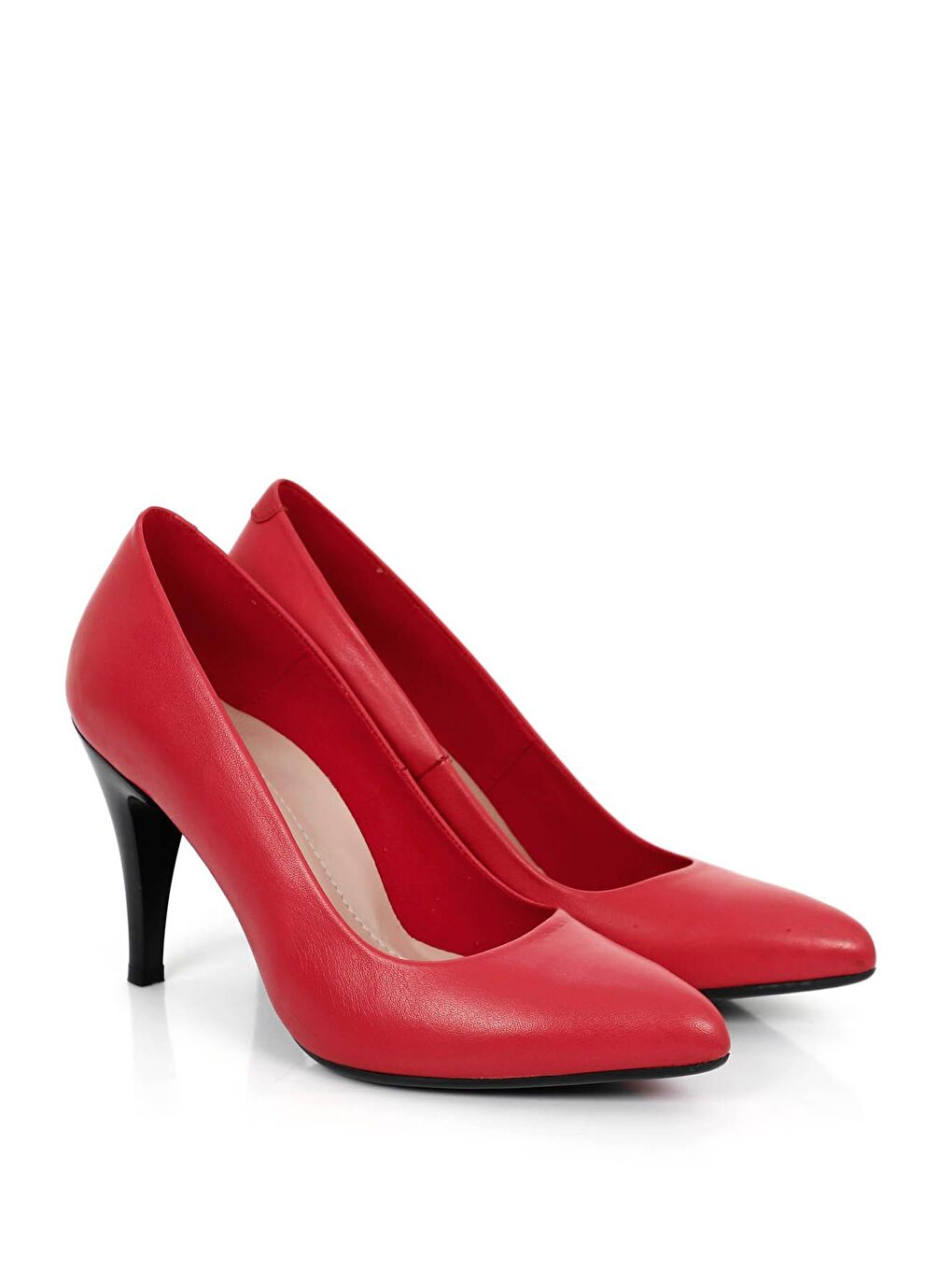 Kırmızı Hakiki Deri Sivri Burun İnce Yüksek Topuklu Stiletto Kadın Ayakkabı 22354-1
