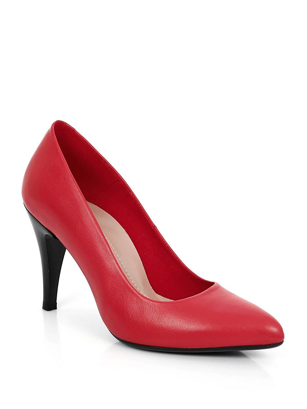 Kırmızı Hakiki Deri Sivri Burun İnce Yüksek Topuklu Stiletto Kadın Ayakkabı 22354-4