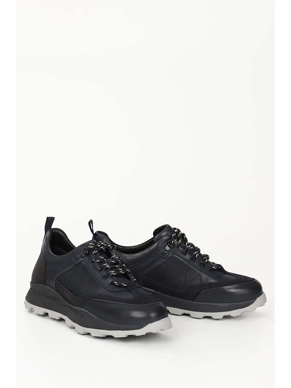 Lacivert Hakiki Deri Erkek Bağcıklı Günlük Sneaker 01851