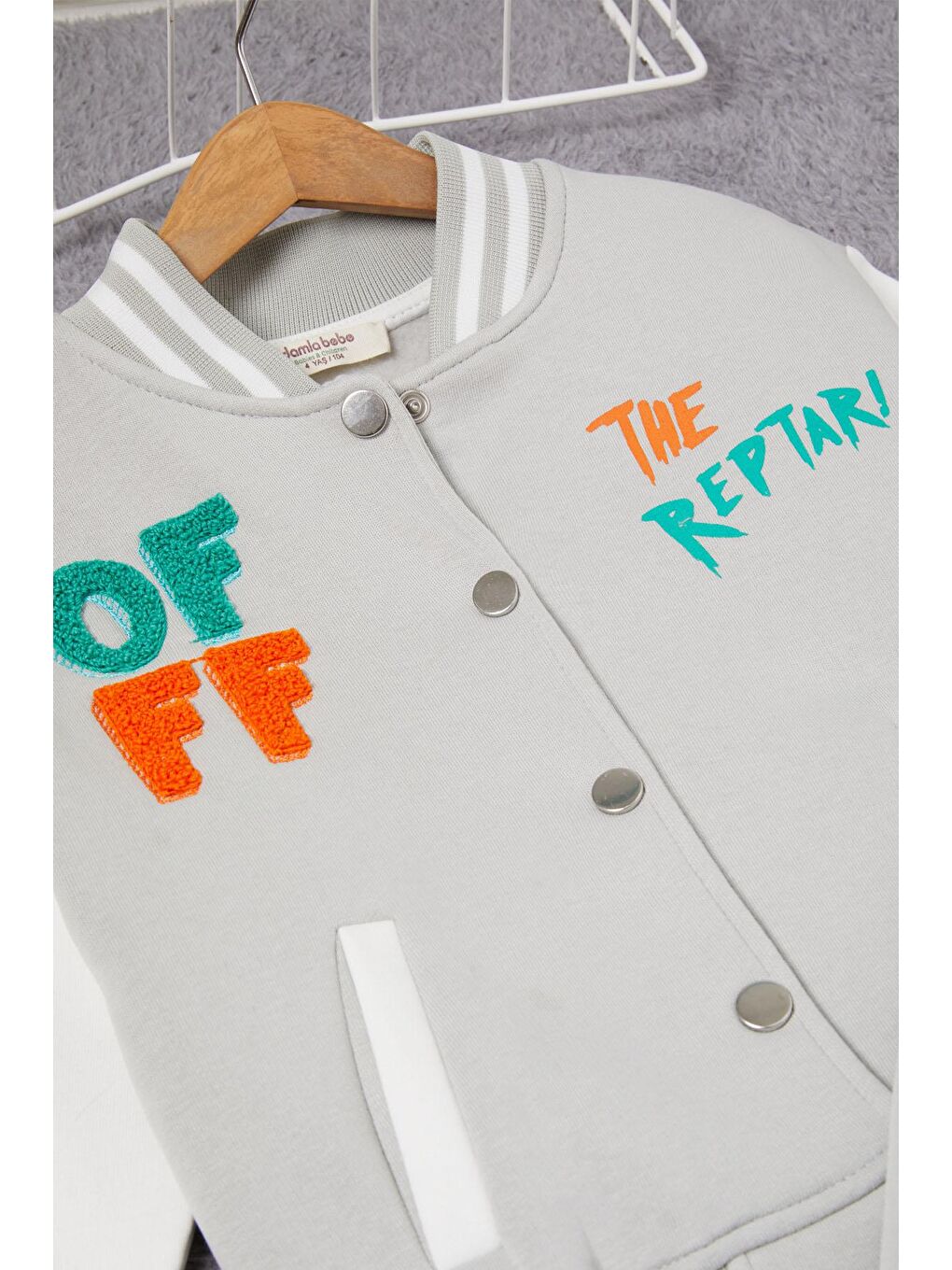 Gri Sırtı Baskılı Şardonlu Erkek Çocuk Kolej Eşofman Takımı 17098-2