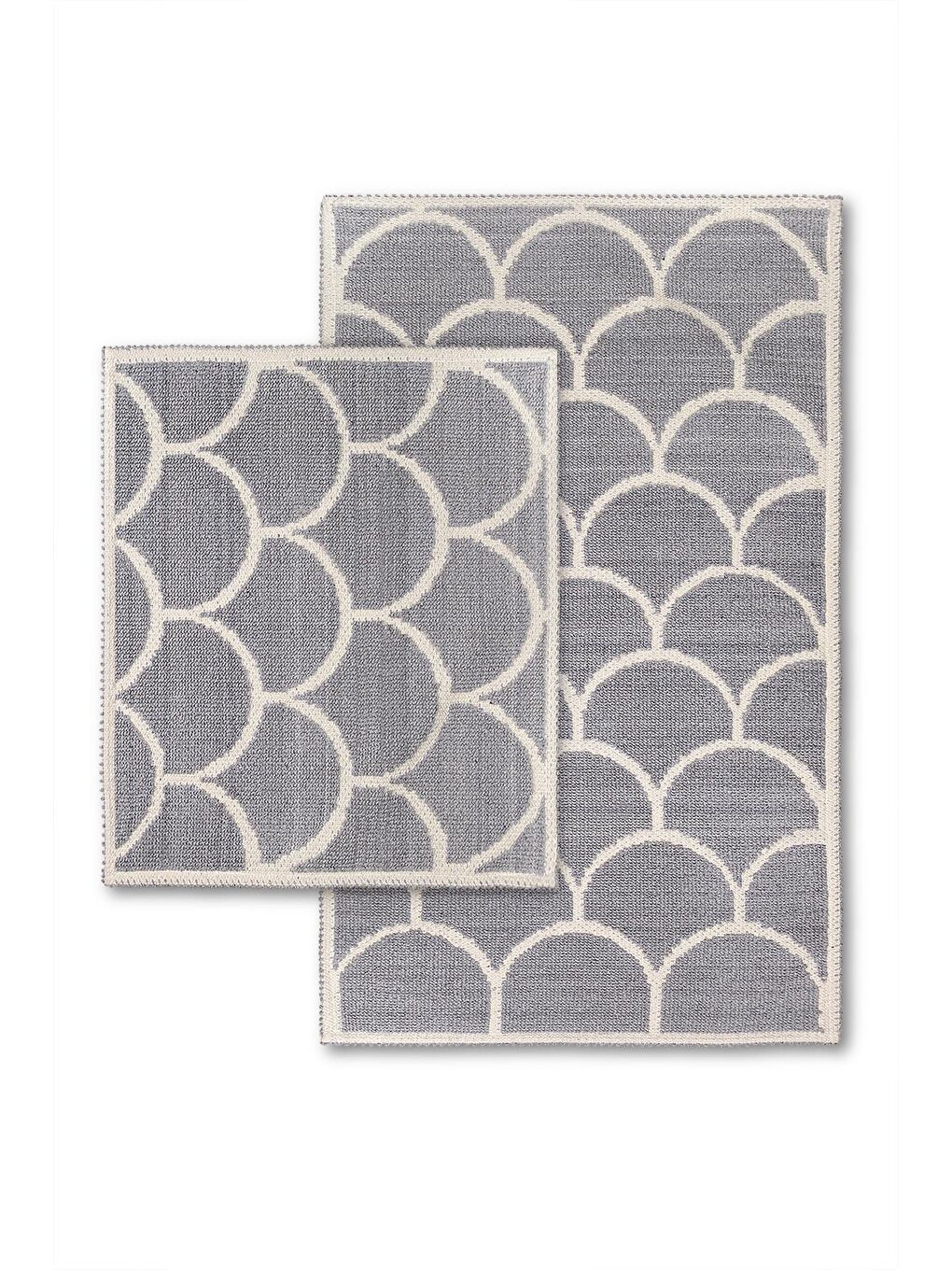 Pearl Doğal Pamuklu 2'li Banyo Paspas Seti 60x100+50x60 cm Gri