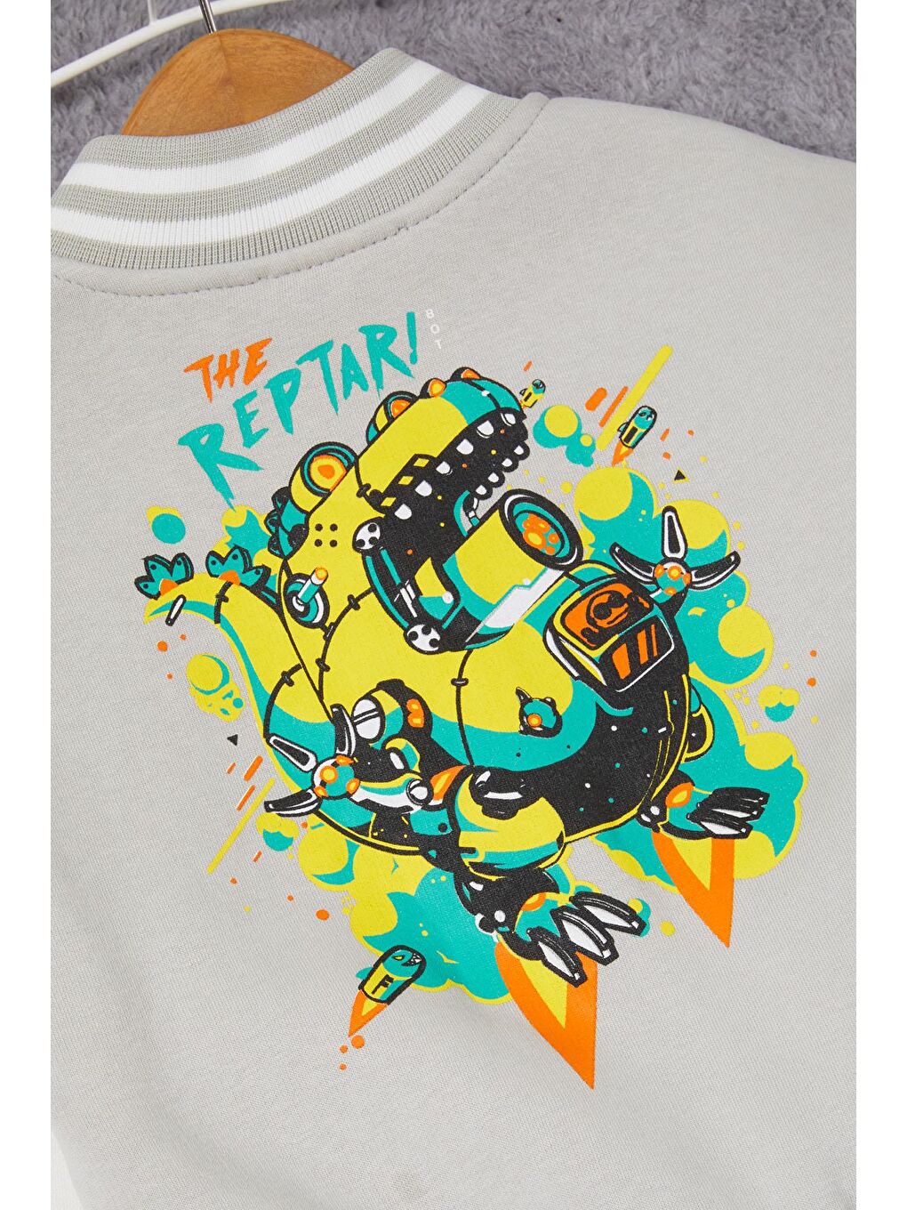 Gri Sırtı Baskılı Şardonlu Erkek Çocuk Kolej Eşofman Takımı 17098-3